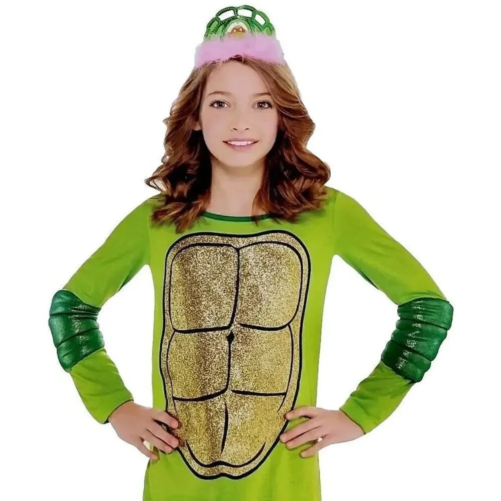 TMNT Teenage Mutant Ninja Turtles Long Sleeve Top Glitter Child M/L Up to Sz 14 - Picture 1 of 5